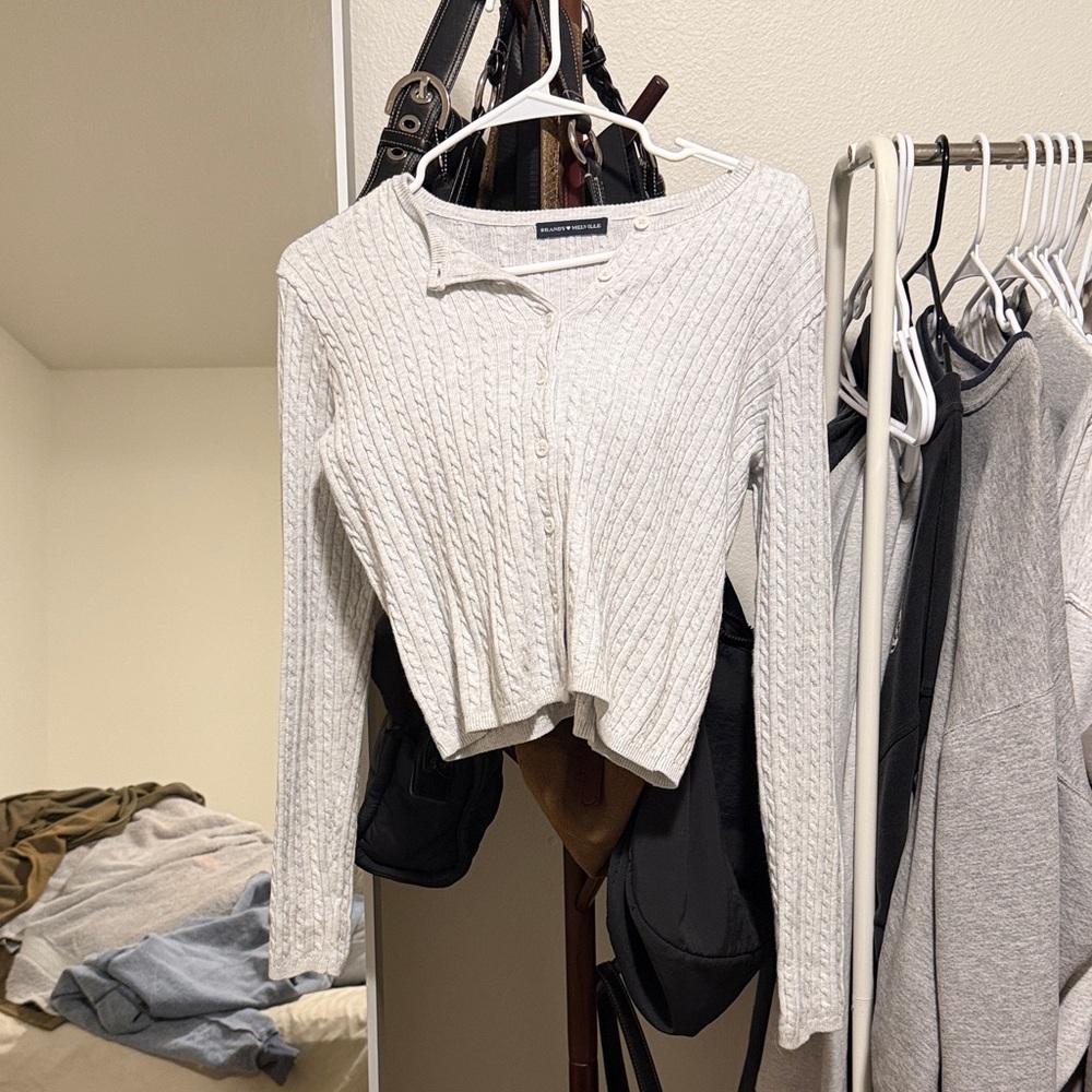 Brandy Heather Gray Cable Knit Cardigan